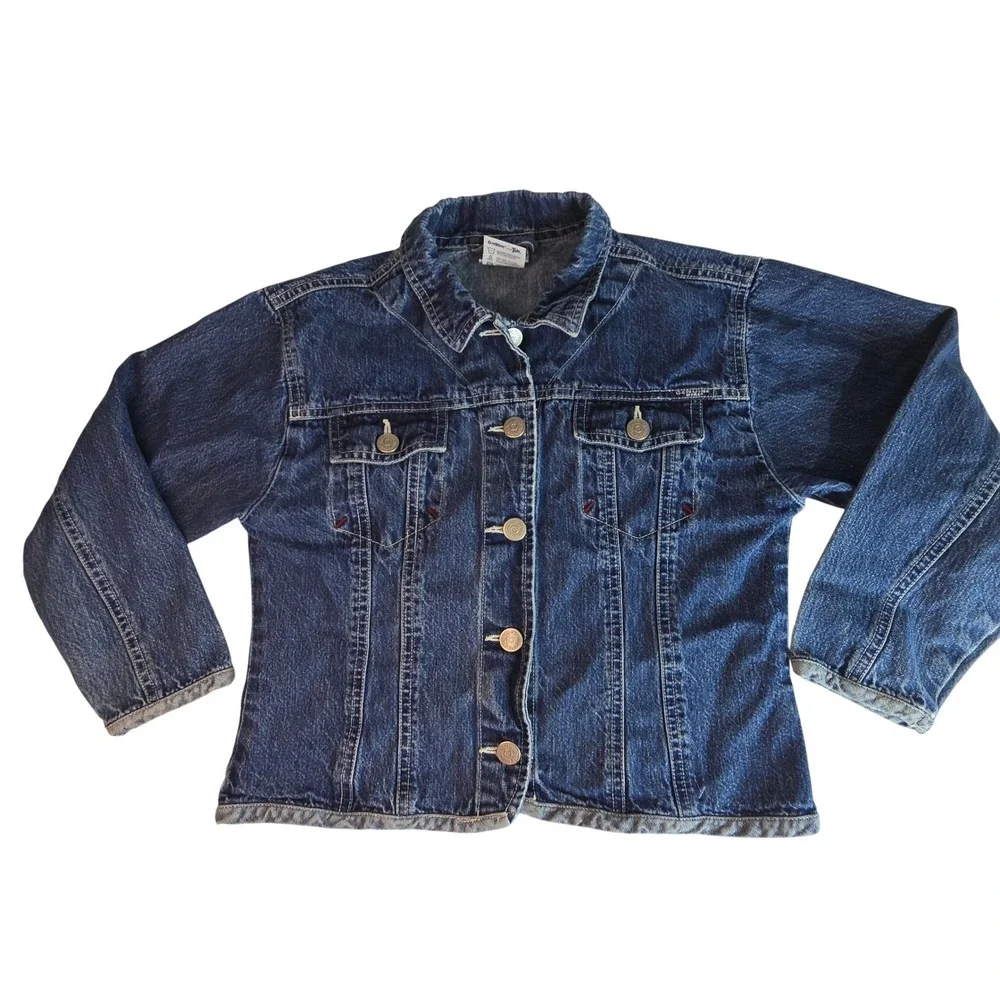 OshKosh B'gosh Tour Jean Jacket Custom Embroidered Denim Girls Size 7
